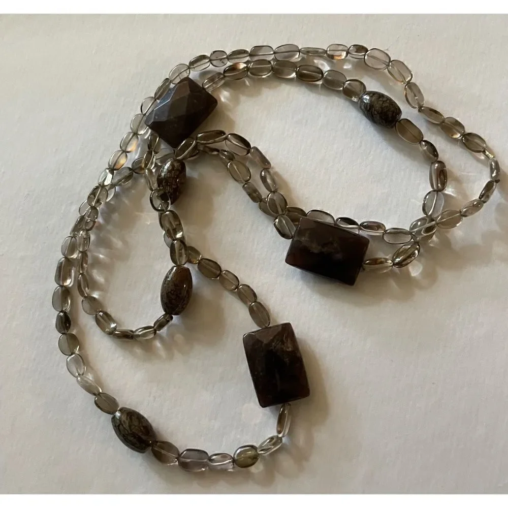 VNT Grounding  Smoky Guartz “ Night” Long Necklace